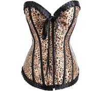 Corset De Mujer Top - Volantes Irregulares Ropa Gótica De Leopardo Marrón Ajustable Sin Tirantes Sin Mangas Top De Verano De Gran Tamaño,Negro,L