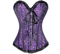 Corset Medieval Mujer Negro Corsé Corpiño de de Encaje Frente Abierto Bustiers con Tirantes Top Palabra de Honor Mujeres,Goth, Patrón de Bordado,Mujeres Fajas Bustier Gótico Encaje Vientre Plano Dieta