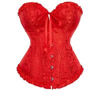 Corset Mujer,Corset Disfraz Medieval,Sexy Top Bustier con Cordones y Huesos de Plástico, Top Palabra de Honor Mujer Reductor,Goth, Patrón de Bordado, Halloween Carnava Cosplay Fiesta Outfit,XS-6XL