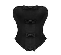 Corset Mujer Rojo-Bustier Cuero Mujer Ropa Interior Moldeadora para Mujer, Estilo Corsé, DiseñO De Espiga, Detalle De Lazo úNico, Bustier, Prenda VersáTil para Todas Las Estaciones. (Black, XXL)