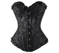 Corset Negro Disfraz Mujer Corse Medieval Halloween Top Bustier con Cordones Black Corpiño Palabra de Honor Corsé Gótico Palacio Cordet Overbust Cintura para Carnava Cosplay Fiesta Outfit