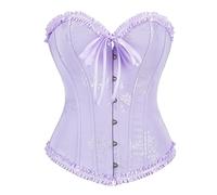 Corset Negro Disfraz Mujer Corse Medieval Halloween Top Bustier con Cordones Black Corpiño Palabra de Honor Corsé Gótico Palacio Cordet Overbust Cintura para Carnava Fiesta Outfit