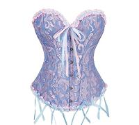 Corset Negro Disfraz Mujer Corse Medieval Halloween Top Bustier con Cordones, Black Corpiño Palabra de Honor Corsé Gótico Palacio Cordet Overbust Cintura para Carnava Cosplay Fiesta Outfit S-3XL