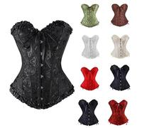 Corset Negro Disfraz Mujer Corse Medieval Halloween Top Bustier con Cordones Corpiño Palabra de Honor Corsé Gótico Palacio Cordet Overbust Cintura para Carnava Cosplay Fiesta Outfit (01 Negro, S)