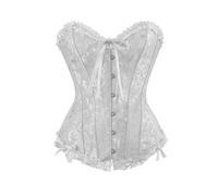 Corset Top Mujer Push Up Bustier Corset Top para Mujeres Steam Punk Brocado Encaje Corsé Talla Grande Corpiño Medieval Fajas Bustier Gótico Corsé para Halloween Carnival Navidad Party (02-White, L)