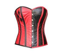 CorsetsNmore Corsé gótico de Harley Quinn para mujer, de piel, color rojo y negro, Rojo Y Negro, S