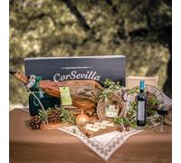 Corsevilla - Lote de Navidad - Jamón de Cebo de Campo 75% - Regalo - Quesos - Ibéricos - Vinos - Para Amantes del Queso - Cesta de Navidad.