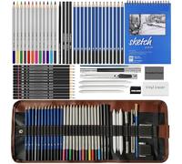 Corslet - Juego de 52 lápices de dibujo con 50 hojas de cuaderno de bocetos A5 para sombreado, kit de dibujo, kit de bocetos, juego de lápices de color carbón para artistas, acuarela, juego de lápices