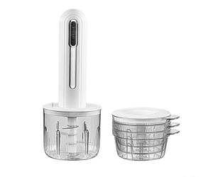 Corta carne y verduras sin esfuerzo con este molinillo eléctrico de diseño compacto para un fácil almacenamiento en tu cocina (blanco)