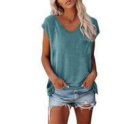 Corta para Mujer de Manga Corta Túnica Sun Moon Star Print Camiseta Elegante Cuello Redondo Manga Corta Tops Camiseta de algodón Estampada Camisetas Mujer Verano Tops Básicos JANES711SALE11047