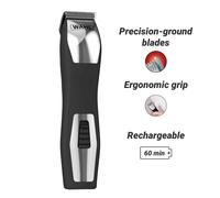 Cortabarbas - WAHL - GROOMSMAN PRO - 2,4 V - 6 peines - Autonomía: 60 min - Negro / Plata