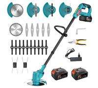 Cortabordes a Batería, Desbrozadora 700W con 2X 4.0Ah Baterías, Ancho de Corte 15cm Plegable, 3-en-1 Cortacésped & Motosierra, 1.7kg Ligero para Jardín