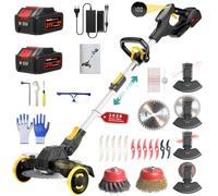 Cortabordes Inalámbrico 21V, Compatible con Baterías Makita, Desbrozadora con Cepillo para Maleza, 2 Baterías de 4.0Ah Incluidas, Motor sin Escobillas de 900W para Césped, Jardín, Patio (Negro)