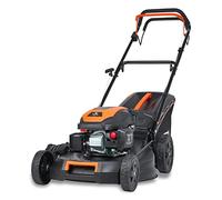 Cortacésped autopulsado de Gasolina FUXTEC FX-RM5170 4 en 1-170 cm³ 4 CV, 4 Tiempo, 51 cm de Ancho de Corte con regulación en 7 Alturas y 60 L de depósito, Funciones Mulching y Eje Lateral