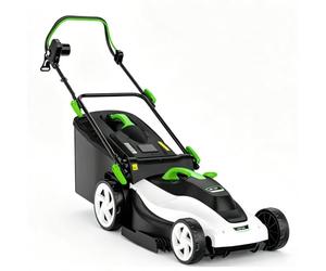 Cortacésped de alambre de 2200 W con ancho de corte de 42 cm | Con bolsa de recogida de 50 litros y 6 alturas de corte, cable de extensión de 10 m, doble interruptor de control (A)