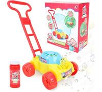 Cortacésped de burbujas Toyland® Cocomelon - Cortacésped de juguete para empujar con máquina de burbujas - Funciona con pilas - Juguetes para exteriores y juegos de jardín - Juguetes de burbujas