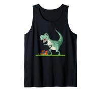Cortacésped de Dinosaurio Divertido Trabajo de Patio T Rex diseño de Corte Camiseta sin Mangas