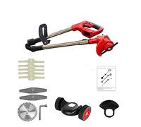 Cortacésped eléctrico de mano, recortadora plegable, herramientas eléctricas de corte de poda de jardín ajustables, batería de litio, 8 accesorios(No Battery-01)