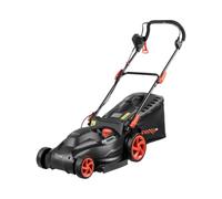 Cortacésped Eléctrico Dnipro-M 38N, 1600W, Corte de 38 cm, Cesta 45 L | Motor de 1600W a 3700 rpm │ 6 alturas de corte de 20 a 70 mm │ Cesta con indicador de llenado, ruedas 200 y 140 mm