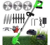 Cortacésped eléctrico inalámbrico con batería, el mejor cortacésped de 24 V, hoja de metal, herramientas para bordes de césped de alta resistencia, desbrozadora con mango retráctil y cabezal girator