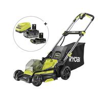 RYOBI Recortadora sin Hilos sin Hilos 18 V One+ RY18LMX40C-0 - Ancho Ø40 cm, Bandeja semirrígida 50 L, Ajuste centralizado, Mango Plegable - Batería no incluida