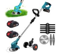 Cortacésped inalámbrico, batería 2600 mAh, 21 V, ancho 15 cm, 7800 rpm | Mini cortadora de batería, cortapelos plegable con ruedas para jardín pequeño y áreas difíciles, calidad profesional