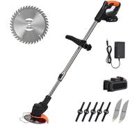 Cortacésped inalámbrico con 3 tipos de cuchillas, batería incluida, diseño retráctil y plegable, ruedas desmontables, recortadora eléctrica de jardín