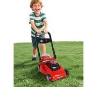 Cortacésped para niños pequeños con acción realista de corte de césped y sonidos, no requiere pilas, cortacésped para niños, divertido juguete de empuje al aire libre para niños (rojo)