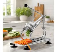 Cortador Comercial De Pepinos Y Papas Fritas, Máquina Manual De Acero Inoxidable Con 3 Cuchillas (0,8/1/1,2Cm) Y 4 Ventosas Antideslizantes Para Preparar Ensaladas Y Vegetales