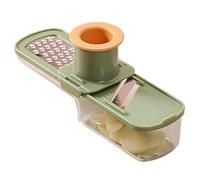 Cortador de ajo fino 3 en 1, multifunción, mini rallador con recipiente y protector de mano, fácil de limpiar, color verde