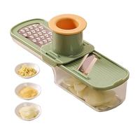 Cortador de ajo, mini molinillo de ajo 3 en 1, cortador y rallador, mini cortadoras de mandolina, picador de verduras de mano de fácil agarre con recipiente para cocina (verde)