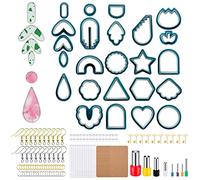 Cortador de arcilla, juego de 142 moldes de arcilla polimérica, pendientes de 24 formas, cortador de arcilla polimérica de plástico para hacer joyas, pendientes de bricolaje, A