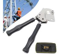 Cortador de cables de trinquete, herramienta retráctil para cortar cables de alta resistencia con hojas endurecidas, herramienta manual de corte con trinquete J52 o J75 para cortar cables de cobre(J-7