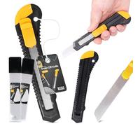 Cortador de Caja de Cuchillos Retráctil 18 mm Cuchilla de Alfombra Paquetes Cartón Cutter Hoja De Cuchillo Metálico Película Universal Con 21x Cuchilla