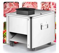 Cortador de carne eléctrico comercial de 850 W, cortador de acero inoxidable de alta velocidad para pollo, pescado, carne de res, máquina automática de 130 kg/h, rebanadas, tiras y cubos de 20 mm