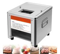 Cortador de carne eléctrico comercial de acero inoxidable de 850 W para pollo, carne de res, pescado y verduras, cubo resistente y máquina de corte de carne triturada