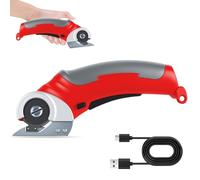 Cortador de cartón eléctrico, 2000 Mah, tijeras eléctricas, 4,2 V, tijeras eléctricas con interruptor de seguridad, para telas alfombras de cuero (rojo)