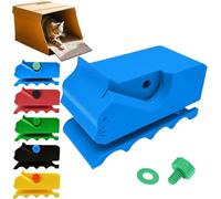 Cortador de cartón para rascar gatos, rascador manual con forma de gatito impreso en 3D, cortador de caja de cartón para amantes de los gatos y entusiastas del bricolaje (azul)