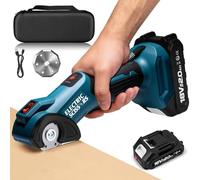 Cortador de cartón, tijeras eléctricas con batería de 2000 mAh, máx. grosor de corte 9 mm, 440 rpm, cortador de alfombras inalámbrico con luz LED y cable USB-C, tijeras de batería, compatible con