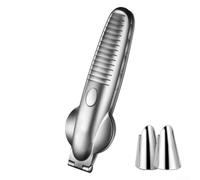 Cortador de castañas de acero inoxidable, pinzas Maroni 2 en 1 para agrietar nueces y nueces, diseño de palanca con mango antideslizante, incluye funda para dedos, color plateado