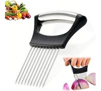 Cortador de Cebolla Soporte para Rodajas de Cebolla Patata Rebanador Limón Cortador Verdura Ayuda de Corte Herramienta Auxiliar para Cortar Tomates, Limones y Otras Frutas Verduras, Carne, 1 Pieza
