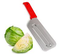 Cortador de cuchillo de repollo para chucrut y ensalada de col - Picador de acero inoxidable con dos cuchillas afiladas, mango de plástico (rojo)