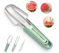 Cortador de fruta de acero inoxidable 3 en 1, 2024 Nuevo tenedor de sandía herramienta de corte, Gadgets de cocina tenedores de fruta cuchillo de corte, tenedor de corte de fruta de sandía de verano