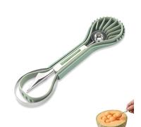 Cortador de Frutas 6 en 1 de Acero Inoxidable, Juego de Herramientas para Tallar y Vaciar Melón, Cuchara Sacabolas de Fruta para Ensaladas Creativas y Decoración de Postres, Verde