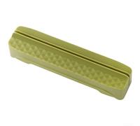 Cortador de frutas de plástico verde y blanco para tomates uvas para preparación de ensalada de cereza, herramienta de cocina con base antideslizante y ranura para guía de hoja (verde)