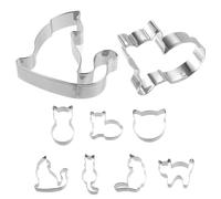 - Cortador de galletas con forma de gato, cortador de galletas de metal, 9 piezas de acero inoxidable, cortador de galletas divertidas y duraderas para galletas, sándwich, pastel