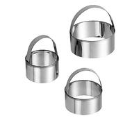 Cortador de galletas de acero inoxidable, 3 piezas Herramientas profesionales para hornear masa Juego de cortadores de galletas con asas para muffins Crumpets Donuts Scones (Tipo A)