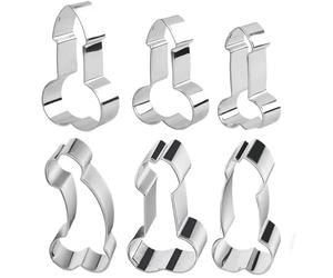 Cortador de galletas de acero inoxidable, 6 Piezas cortadores de galletas divertidas, Cortador de Galletas con forma de pene, moldes de Acero inoxidable, para despedidas soltera adultos, plata