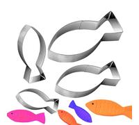 Cortador de galletas de pescado - 4 moldes para hornear de acero inoxidable, prensa de galletas con formas de animales marinos, sello para sándwich de criaturas oceánicas lindas, herramienta de pastel