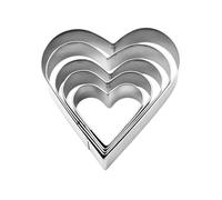 Cortador de Galletas en Forma de Corazón - 5 Moldes de acero inoxidable | Sello para repostería - para Actividades de Repostería en Bodas, Reuniones Familiares, Actividades Escolares,